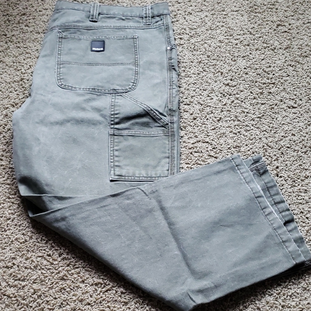 Men's Khaki Green Cargo Work Pants w/ Utility Pockets